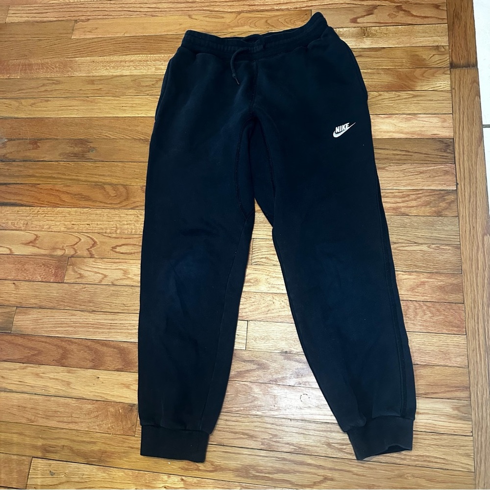Nike Swoosh Logo Embroidered Joggers Sweatpants Faded Black Size Small
